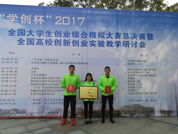beat365官网获“学创杯”2017全国大学生创业综合模拟大赛全国总决赛一等奖